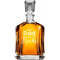 Alkohola Karafe ar Uzrakstu - "My Dad Rocks" ,60. Dzimšanas Dienas Dāvana, Izmērs 700Ml