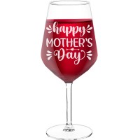 White Wine Glass With Engraved Text - "Happy Mother'S Day", Wine Lover Gifts, Size 530ml