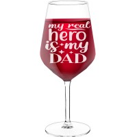 50Th Wine Glass With Engraved Text - "My Real Hero Is My Dad', Birthday Gift Idea, Size 530ml