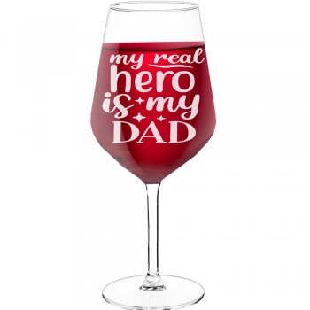 50Th Wine Glass With Engraved Text - "My Real Hero Is My Dad', Birthday Gift Idea, Size 530ml
