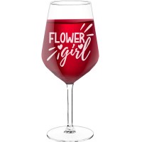 Birthday Wine Glass With Engraved Text - "Flower Girl", Best Friend Gift, Size 530ml