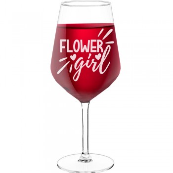Birthday Wine Glass With Engraved Text - "Flower Girl", Best Friend Gift, Size 530ml